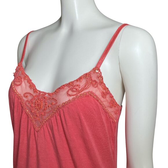 Vintage Y2K Coral Sequin Beaded Cami Going Out Top Fairycore. Medium/Large. Tank - Picture 7 of 11